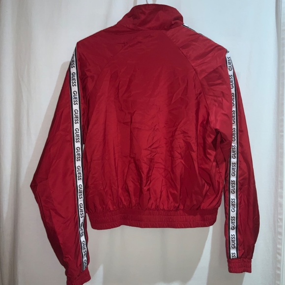 Guess full zip windbreaker jacket sz S spellout ribbon trim - Picture 6 of 7